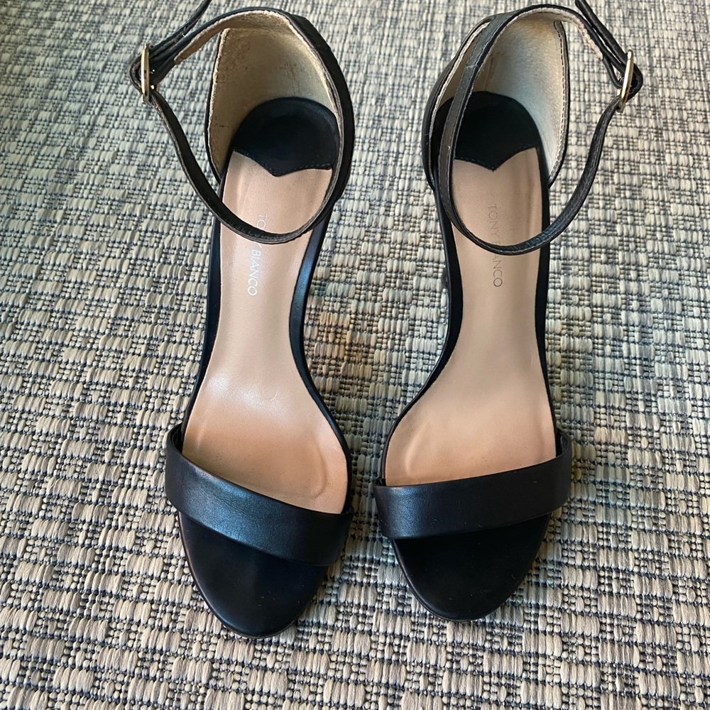 Tony Bianco Black Ankle Strap Heels - Picture 5 of 11